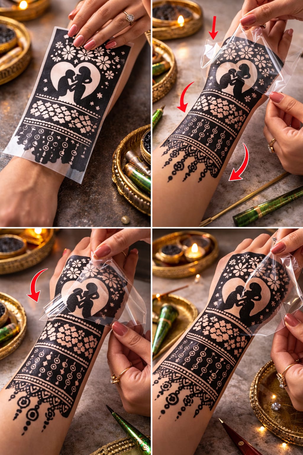 FLBS 788 Graceful Palm Flower Pattern Sticker overview Henna Stencil